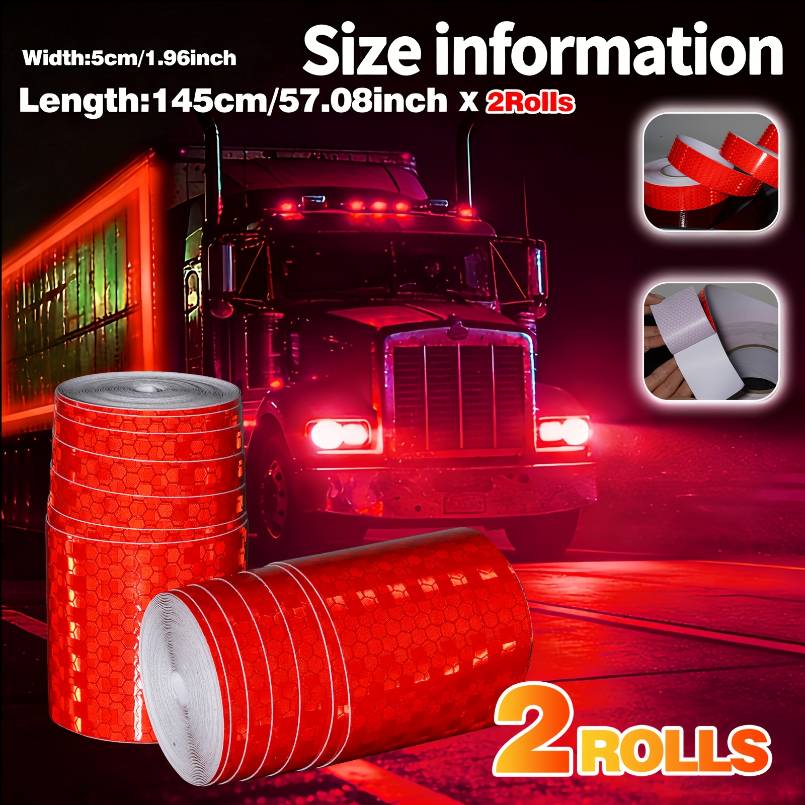TEMU rouleaux de bande d'avertissement réfléchissante en six couleurs | Autocollants de de sécurité (5 cm de large, brillant, durable, visibilité