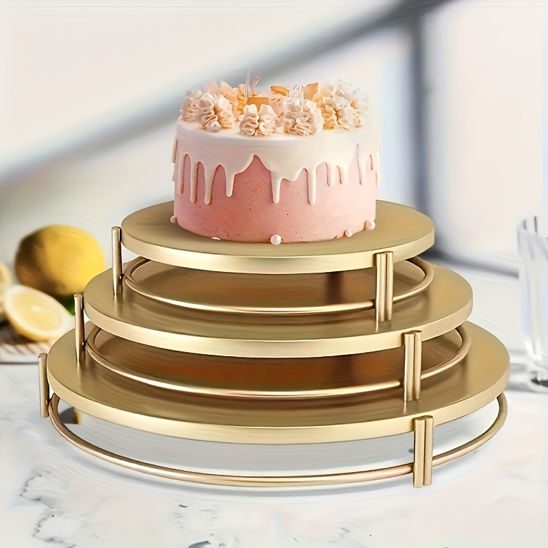 Image of 3pcs Metal Cake Stand Set, 8/10/12 Inch Round Dessert, Cupcake Display Trays, Elegant Table Decoration For Wedding Birthday Party, Perfect Gift Idea