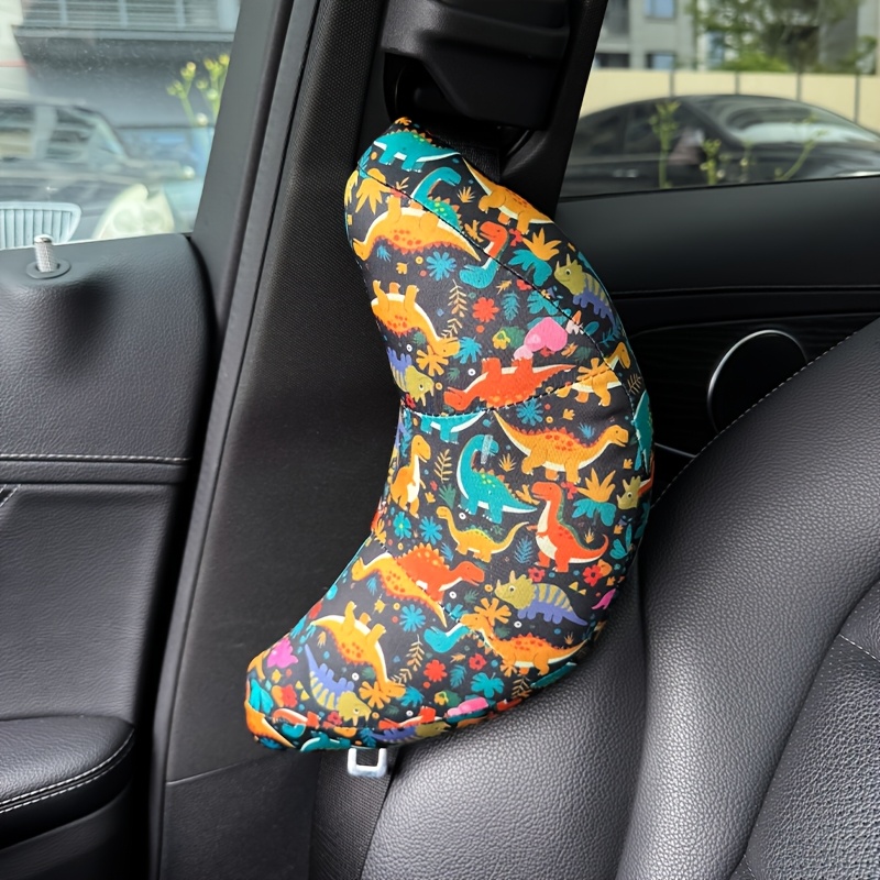 TEMU 1pc Comfortable Shoulder Seat Belt Pad Pillow, Cartoon Doodle Design, Little Zebra, Dinosaur, Rocket, , Designed For Adults, Car Accessory