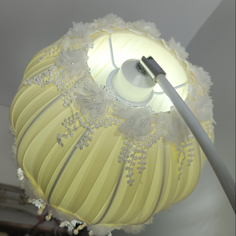 elegant cream and golden   chandelier shade with handcrafted rosette pendants modern   for   hanging lamp settings   accessory     details 13