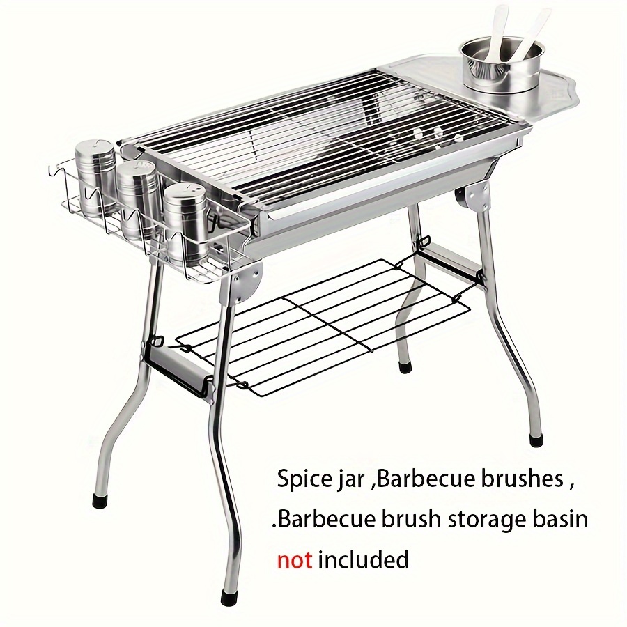 

1pc Barbecue Charcoal Grill Stainless Steel Folding Portable Bbq Tool Kits For Outdoor Cooking Camping Hiking Picnics Tailgating Backpacking Or Any Outdoor Event