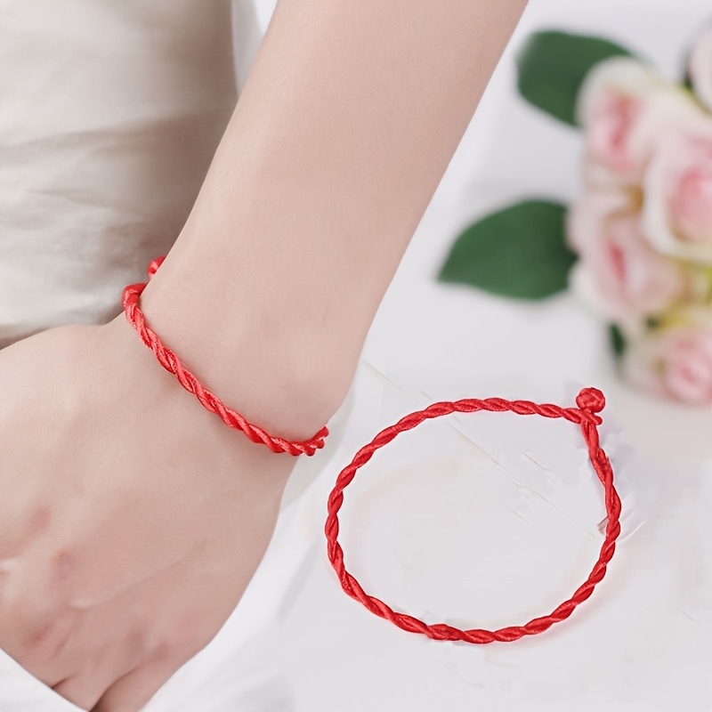 2pcs Handmade Lucky Red String Bracelets and Anklets Set