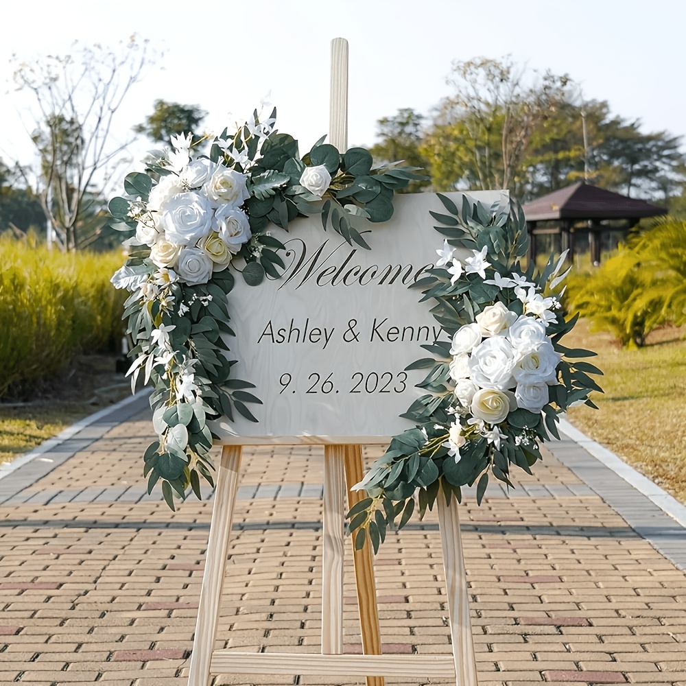 Image of Ponatia Wedding Arch Flowers (pack Of 2), Artificial White Wedding Flowers For Welcome Signs Decorations And Arch Flowers For Wedding Ceremony Reception ()