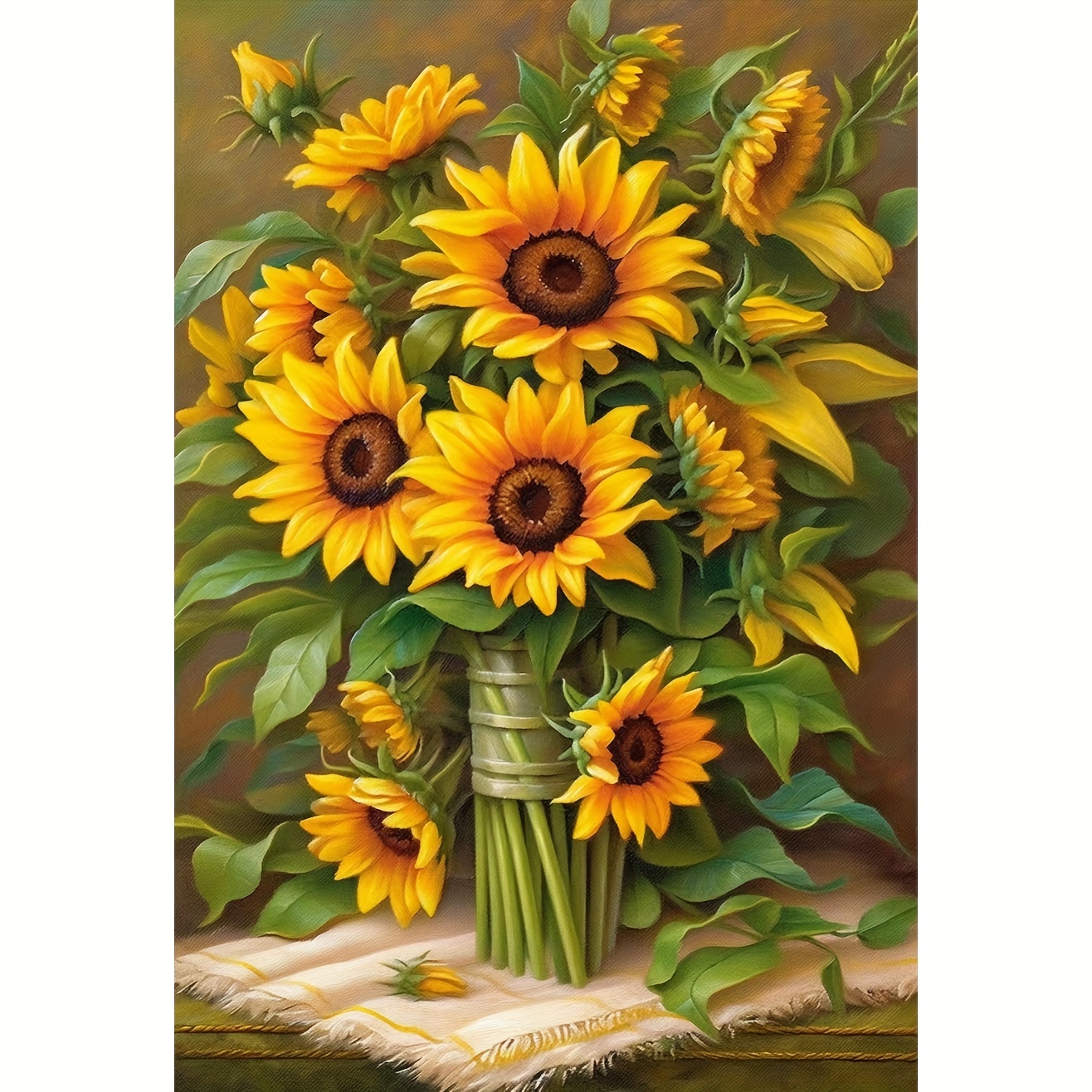 

Sunflower 5d Diamond Painting Kit, 11.8x15.7in, Full Drill Round Diamond Art, Diy Embroidery Cross Stitch For Wall Decor, Frameless Craft Gift