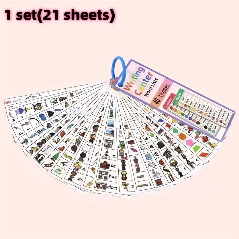 1set(21 Sheets) 40 Themes, 430 Vocabulary English Learning Flashcards, And Reusable Home Learning Cards, Learning Aids, Birthday Gifts, Christmas Gifts, Learning Gifts