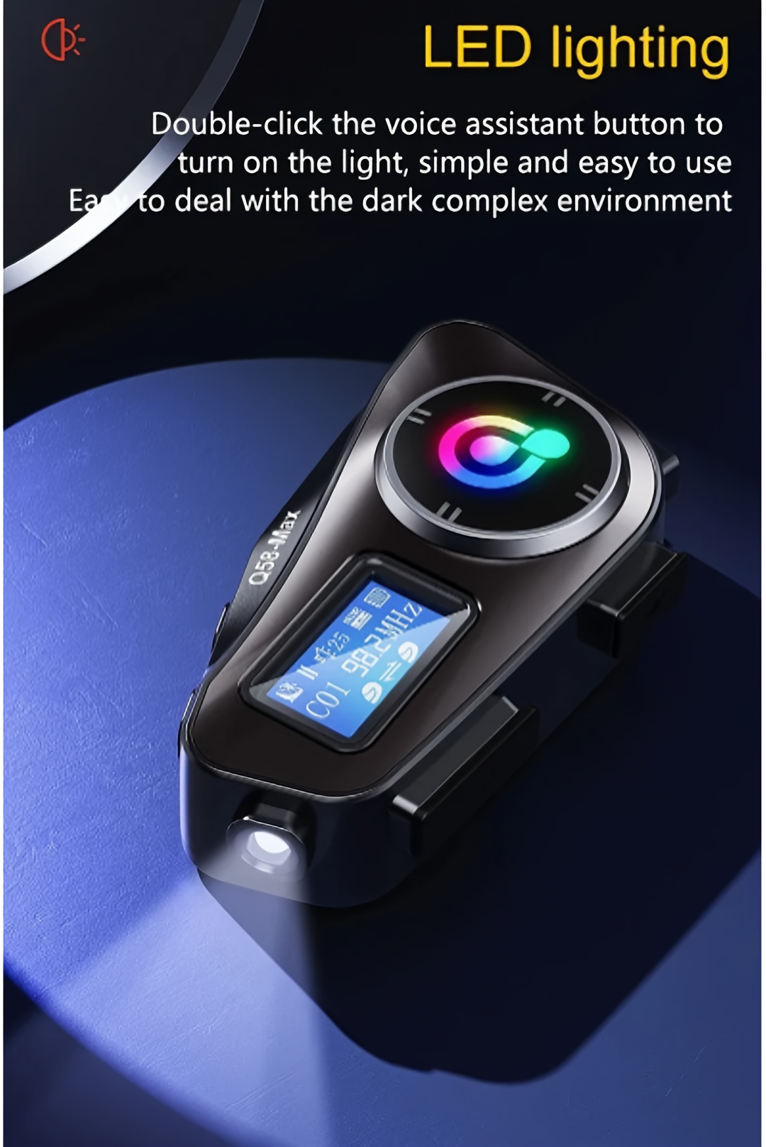 Dispositivo de comunicación para casco de motocicleta Q58-MAX, intercomunicador inalámbrico 5.3, 500M, con intercomunicador Moto, función de compartir música y pantalla LCD