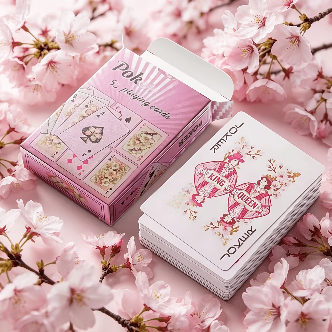 TEMU Jeu de cartes à Fleur de pêcher de style chinois avec de fleurs de pêcher dessinés à . Chaque fleur et pétale présente des détails et un