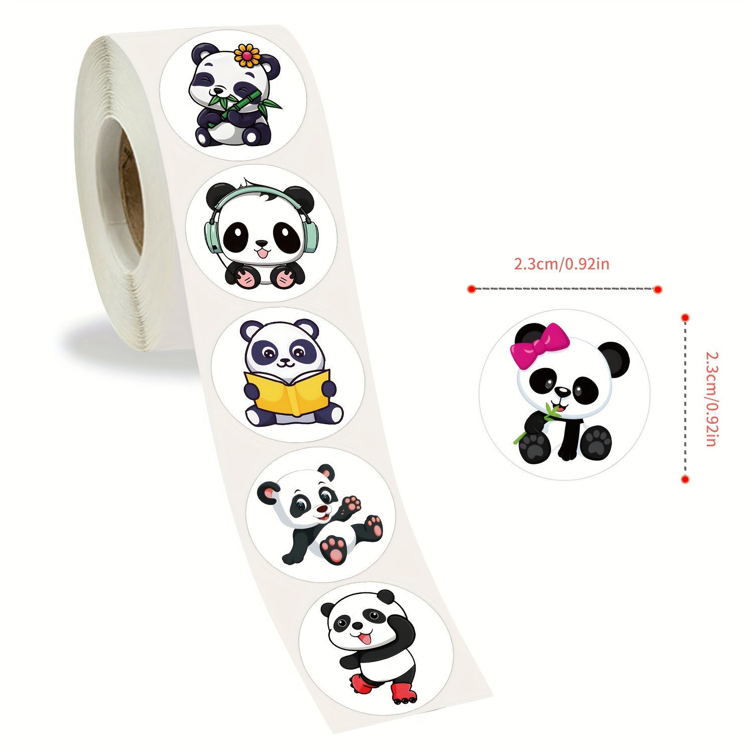 Cute Cartoon Panda Stickers Roll Synthetic Paper Single Use - Temu