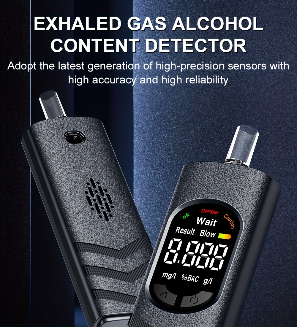Digital Automatic Alcohol Tester, Professional Breath Alcohol Detector, Rechargeable Breath Alcohol Measuring Device, Alcohol Measurement Tool with LCD Display, Accurate And Sensitive, Continuous Monitoring