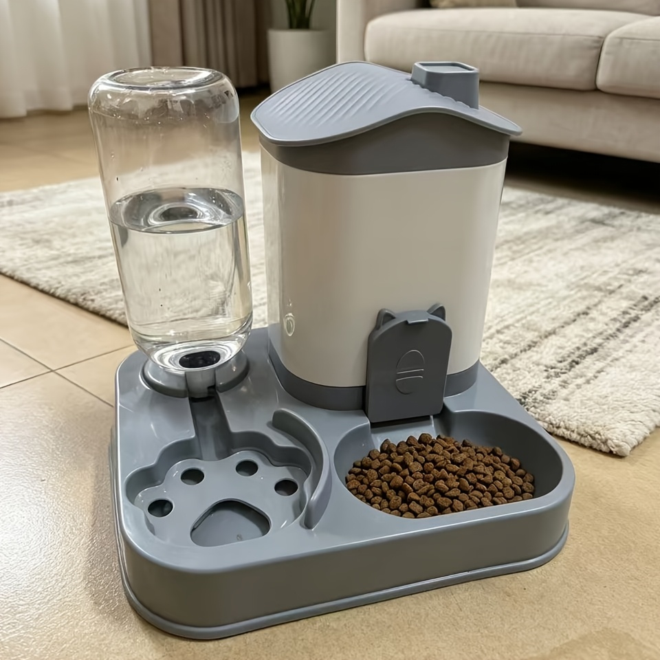 TEMU Automatic Cat Feeder And Water Dispenser Set, 2-in-1 For Small Medium Puppy Kitten Rabbits, Auto Feeding Supplies, Without Battery