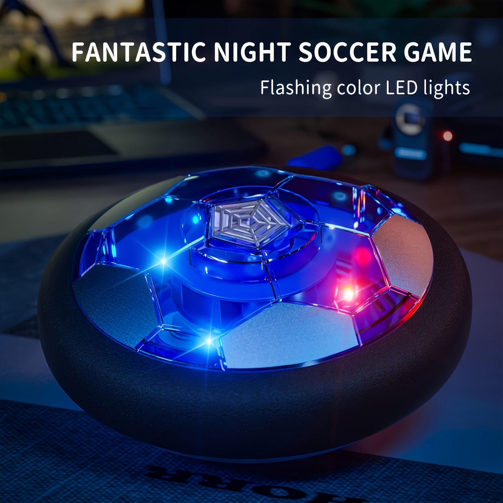 rechargeable led soccer ball with foam bumper air cushion design pp material ideal gift for boys and girls blue white details 5