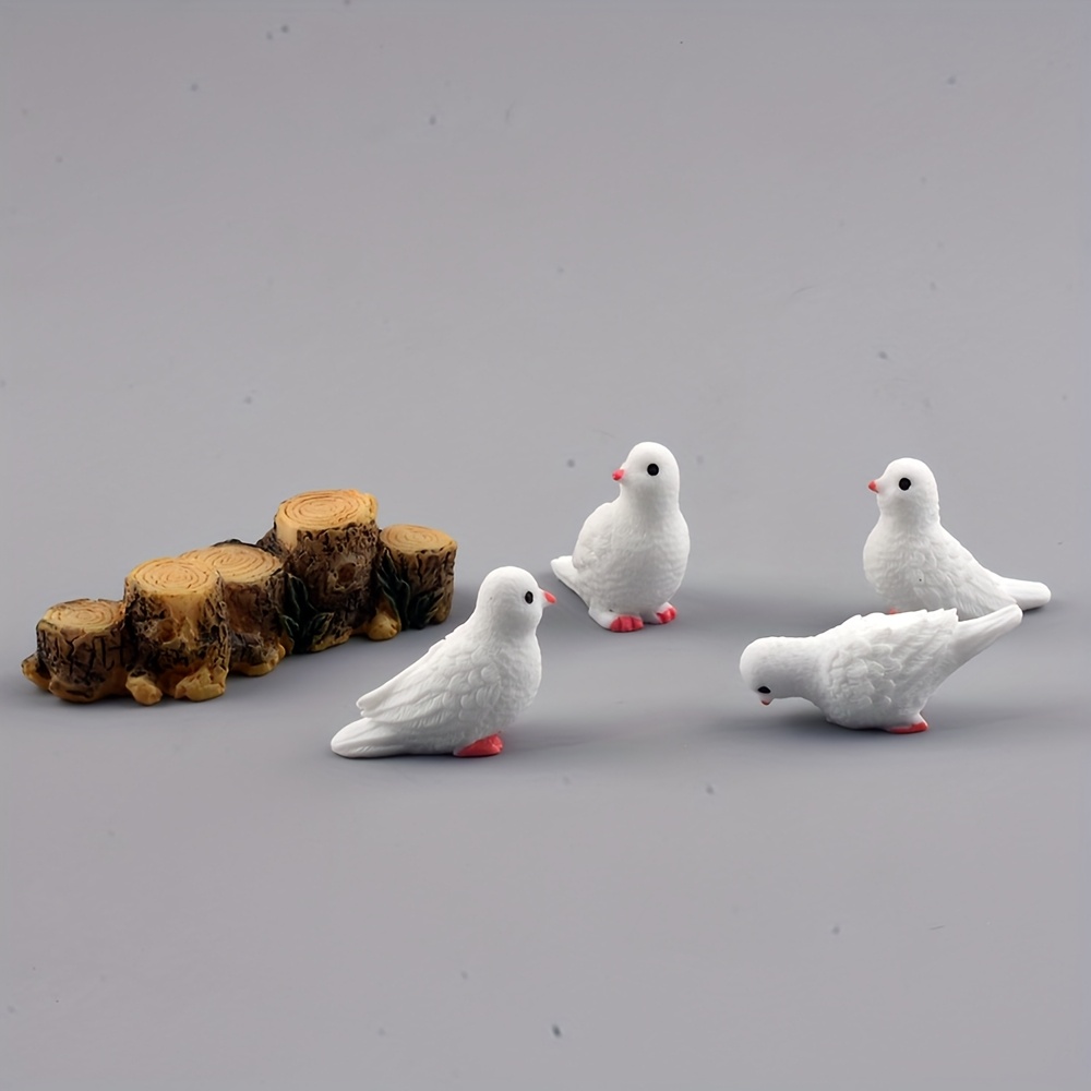 4pcs Resin Micro Landscape Pigeon Ornaments - Creative Toy House Decoration Crafts, Ideal For Miniature Home Decor