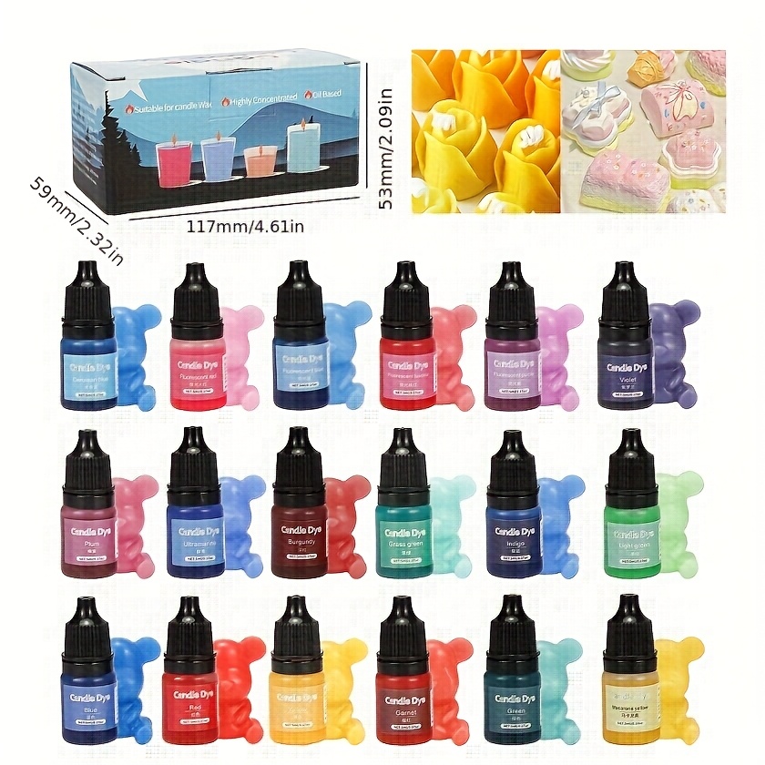 TEMU 1 Set High-concentrated Candle Dye (18/24/30/36 Colors, 5ml/0.34oz) - Multipurpose Dye For Soy Wax/beeswax, Soap Coloring Agent For Candle &