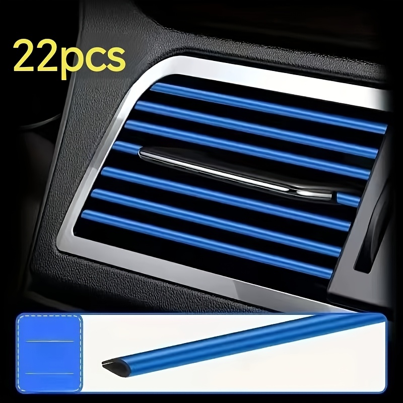 TEMU 22pcs Set Of Universal Car Air Conditioning Vent Trim Strips, U-shaped Chrome-plated, Colorful And Glossy Surface, Car Decorative Trim Additions