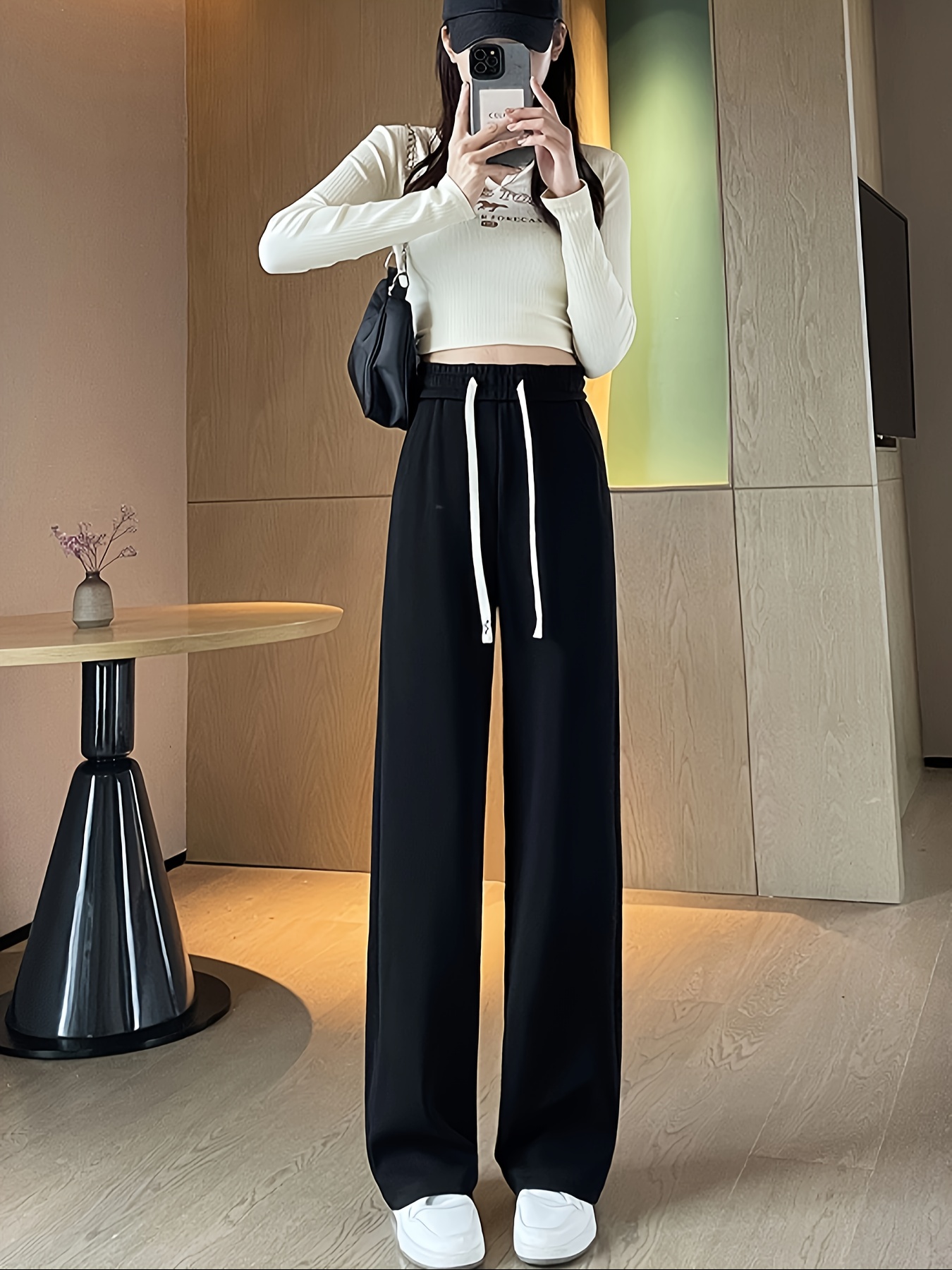 1pc pantalones anchos elegantes mujer pantalones largos Temu Ecuador