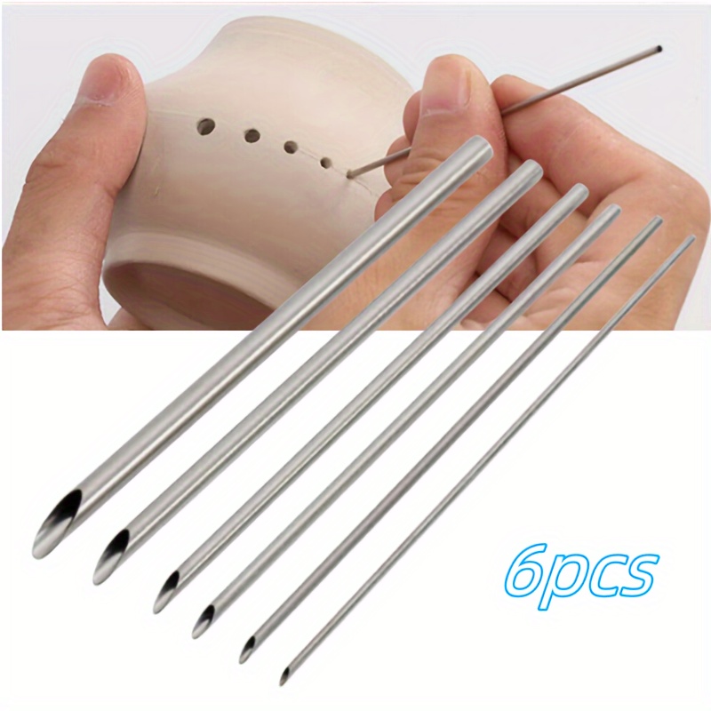 

6pcs Stainless Steel Pottery & Polymer Clay Sculpting Tool Set - Precision Carving, Punching & Modeling For Ceramics And Crafts, Stainless Steel, Pottery, Carving Tool, Ceramics