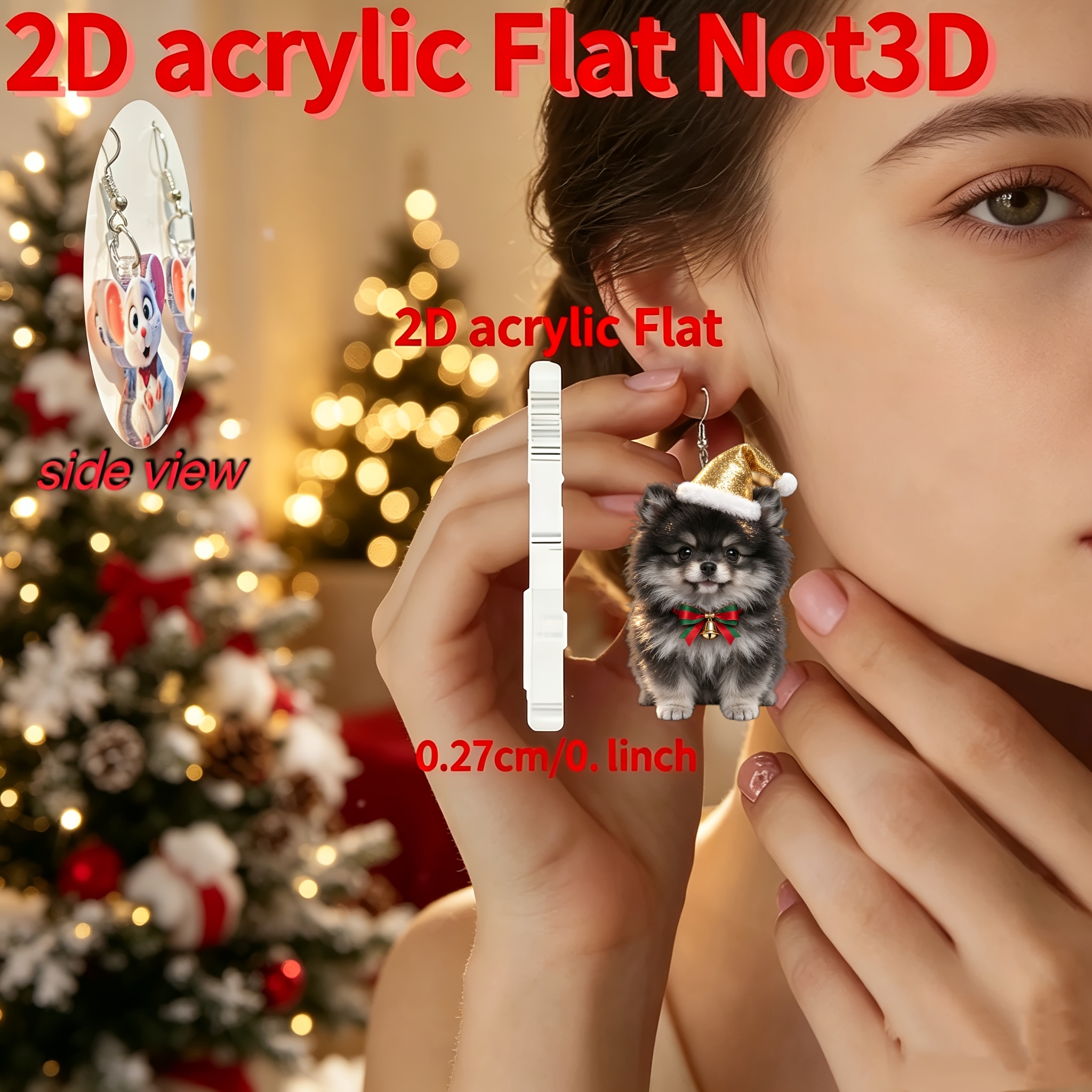 Dog Pattern Acrylic Pendant Earrings, Cute Gift