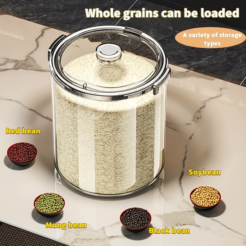 airtight food storage container 3 sizes 15kg 10kg 5kg transparent rice bucket with locking lid moisture proof anti insect for kitchen pantry organization it can   be used as a pet food storage box Product details 9