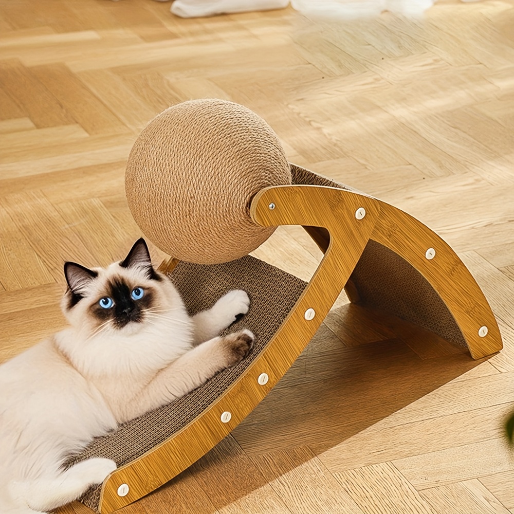 2 in 1 large corrugated scratching post with jute ball protect furniture self entertainment relieve boredom and   pet toys Product details 1