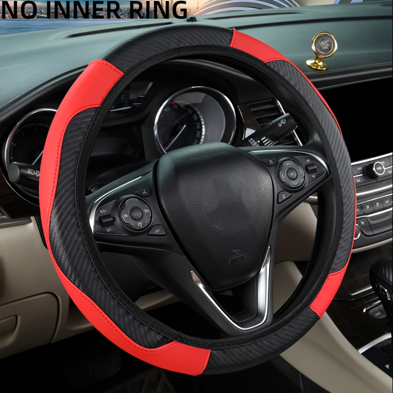 

New Car Steering Wheel Cover Carbon Fiber Sports Style Without Inner Ring Elastic Pu Leather Handle Cover All Seasons Universal Fashion Handle Cover