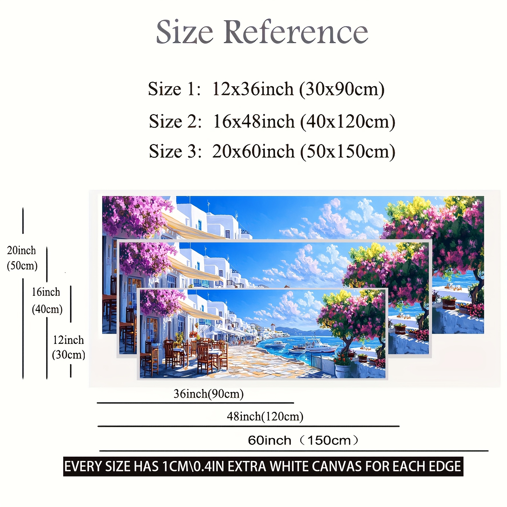 TEMU 2d Flat, 2d Flat, 1pc Large Size A With A Beautiful White Buildings And 3canvas Art Painting Poster Frameless Wall Pictures For Home Decor,
