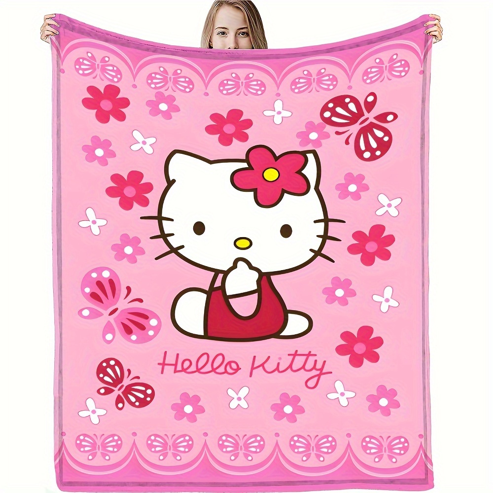 

1pc Hello Kitty Flannel Blanket, Gift Blanket Soft And Comfortable Throw Blanket For Girls Women, Suitable For Adults At Home Picnic Travel