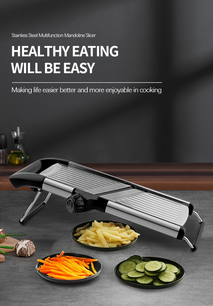 adjustable mandoline slicer stainless steel kitchen gadget for effortless slicing and shredding details 0