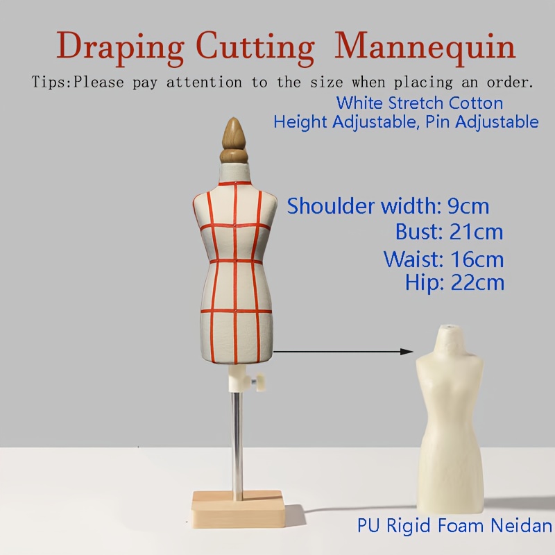 Size 8 Linen Half Body Dress Form  Female Mannequin With Arm & Padding Kit