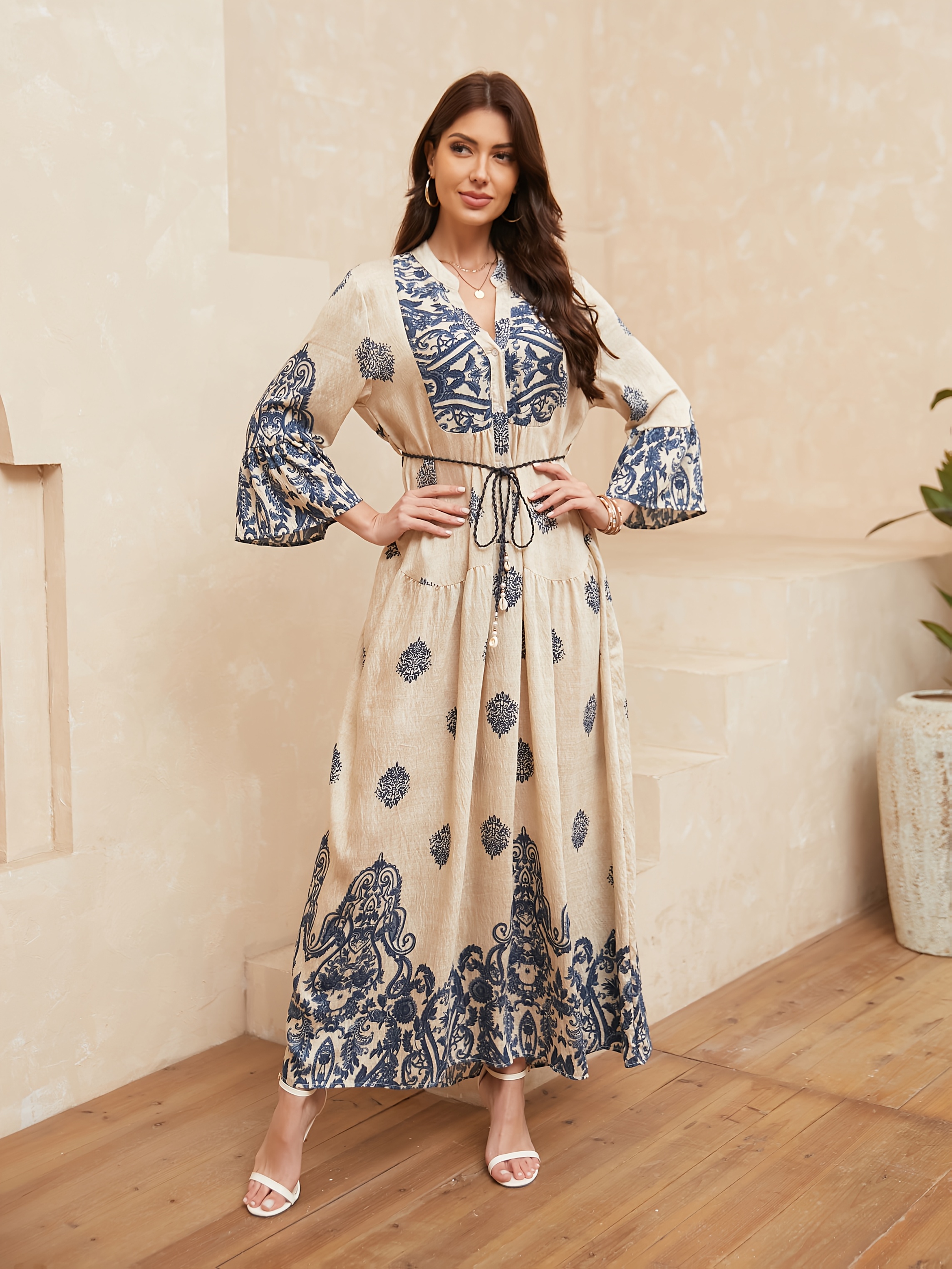 ins european cross border womens fashion printed sleeve - Temu Bahrain