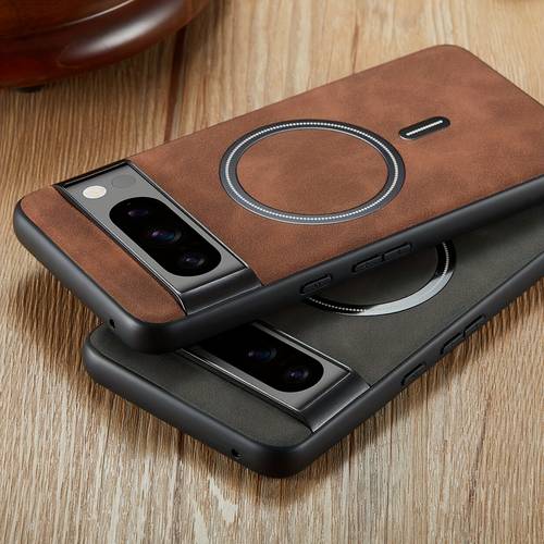phone case compatible with pixel pro 7a ultra thin luxury business vintage shockproof magnetic wireless charging phone case