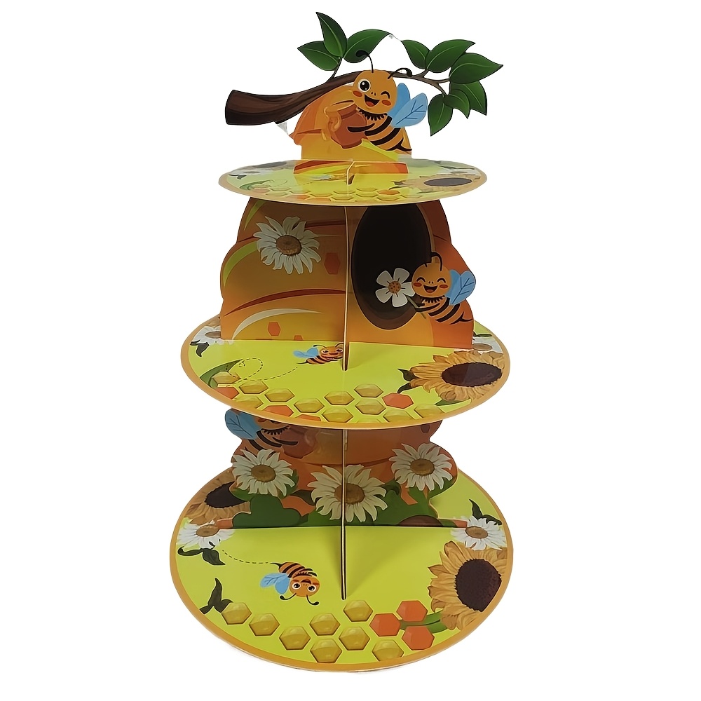 TEMU 15.3-inch Bee-themed Three-layer Cake Stand, A Dessert Decoration Stand And Party Tower Suitable For Parties Such As Birthdays And Festivals,