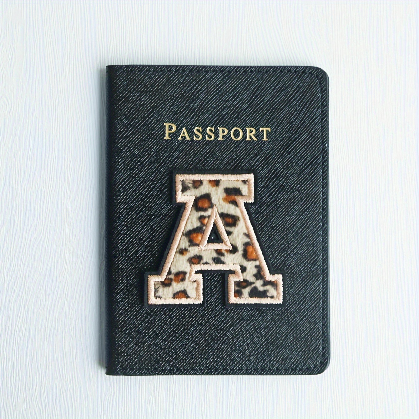 Personalized Passport Cover Customized Leopard Print Letter Patch Passport Customize Letter Cover Passport Holder Cover Travel Wallet