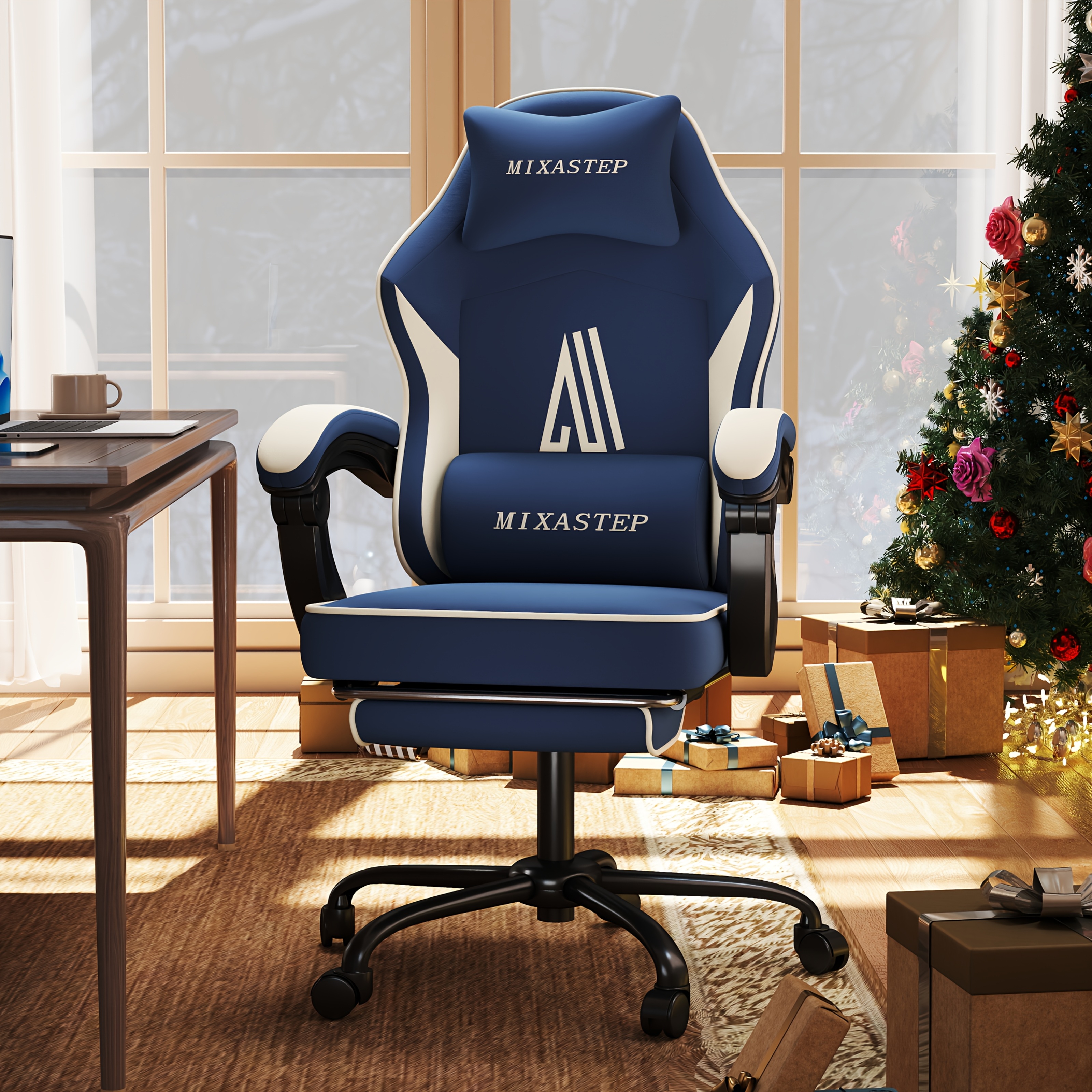 Comfortable Gaming Chair Designed For Long Hours, Featuring A Footrest And Back Support, With Adjustable Reclining And Swivel Capabilities, Perfect For Young Female