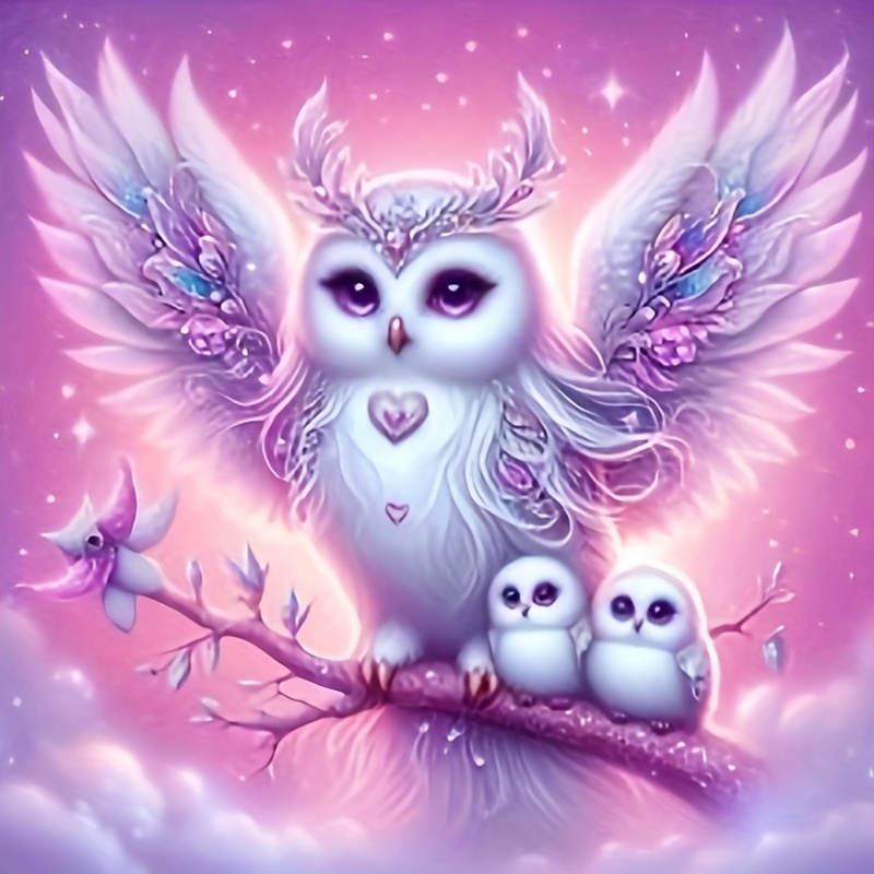 

Charming Owl Cartoon Diamond Painting Kit - Full Round Drill, Large Size Diy Craft & Sewing Set For Home Wall Decor, Perfect Gift Idea