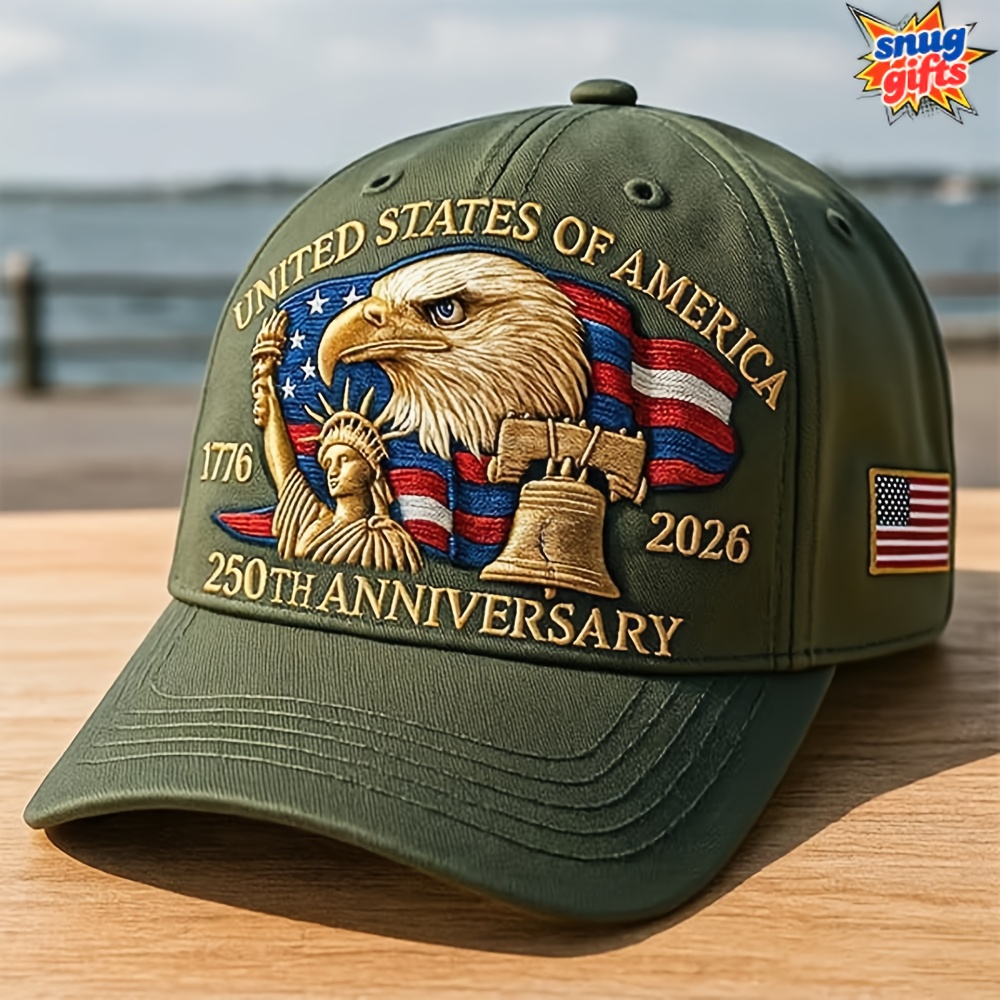 [Patriotic Eagle Cap] United States 250th Anniversary Eagle Patriotic Baseball Cap - Adjustable Snapback, Lightweight & Comfortable, 250th Birthday of America Design with Eagle & 1776-2026 Years, Unisex Commemorative Gift for Veterans, History Buffs, 4th of July, Thanksgiving, Valentine's Day - Ideal for Parades, Events & Casual Attire (Men & Women) - Machine Washable, Durable & Secure Fit
