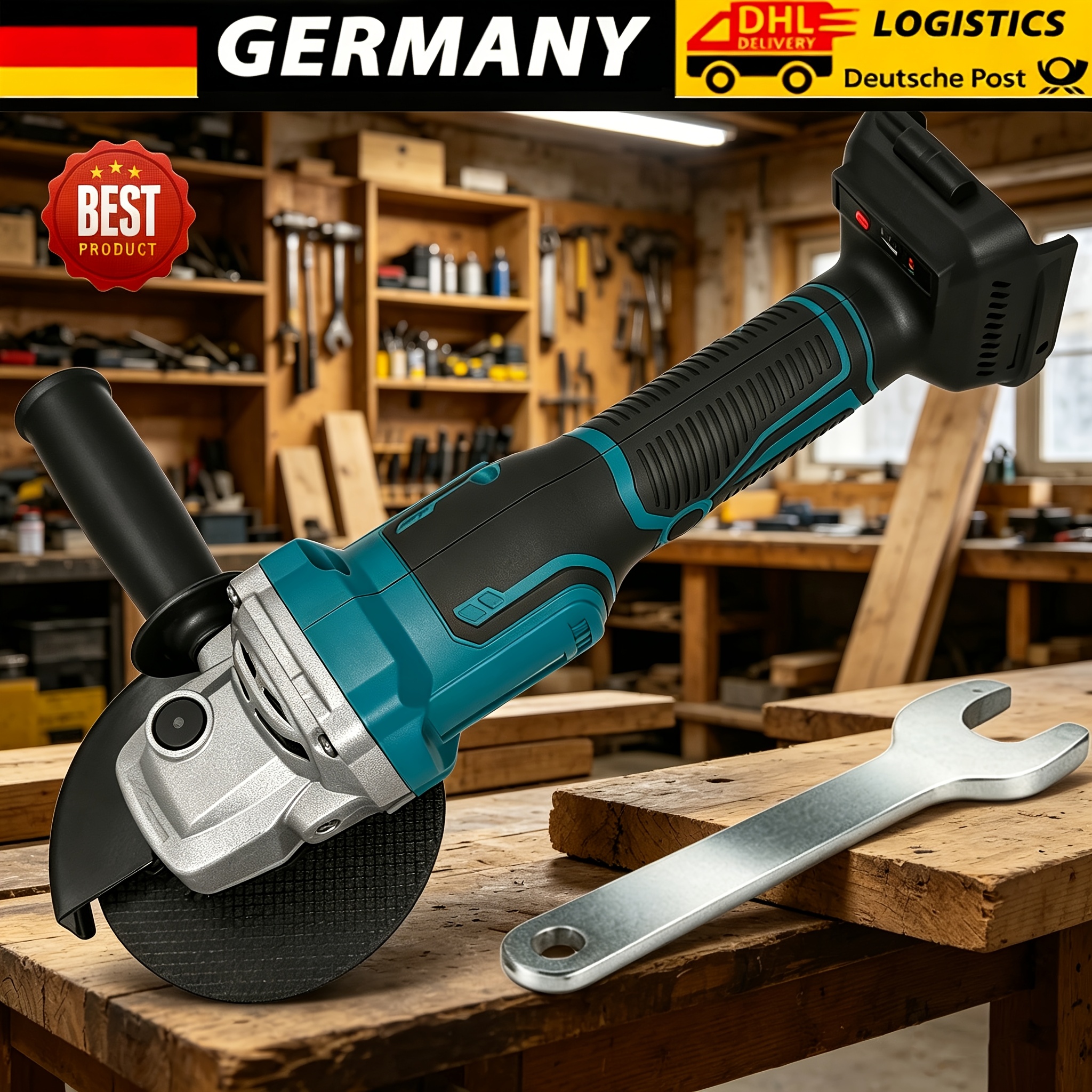 TEMU Meuleuse d'angle fil balais 550W 125mm pour batterie Makita 18V BL1840 BL1850B, meuleuse électrique professionnelle pour métal, bois, polissage,