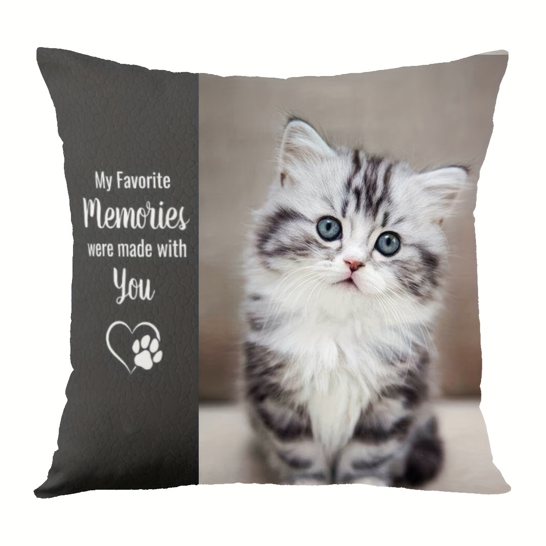 

Custom Pet Memorial Pillow - Soft Short Plush, Personalized , 18x18 Inch, Zip Closure, Hand Wash Only - Sofa & Bedroom