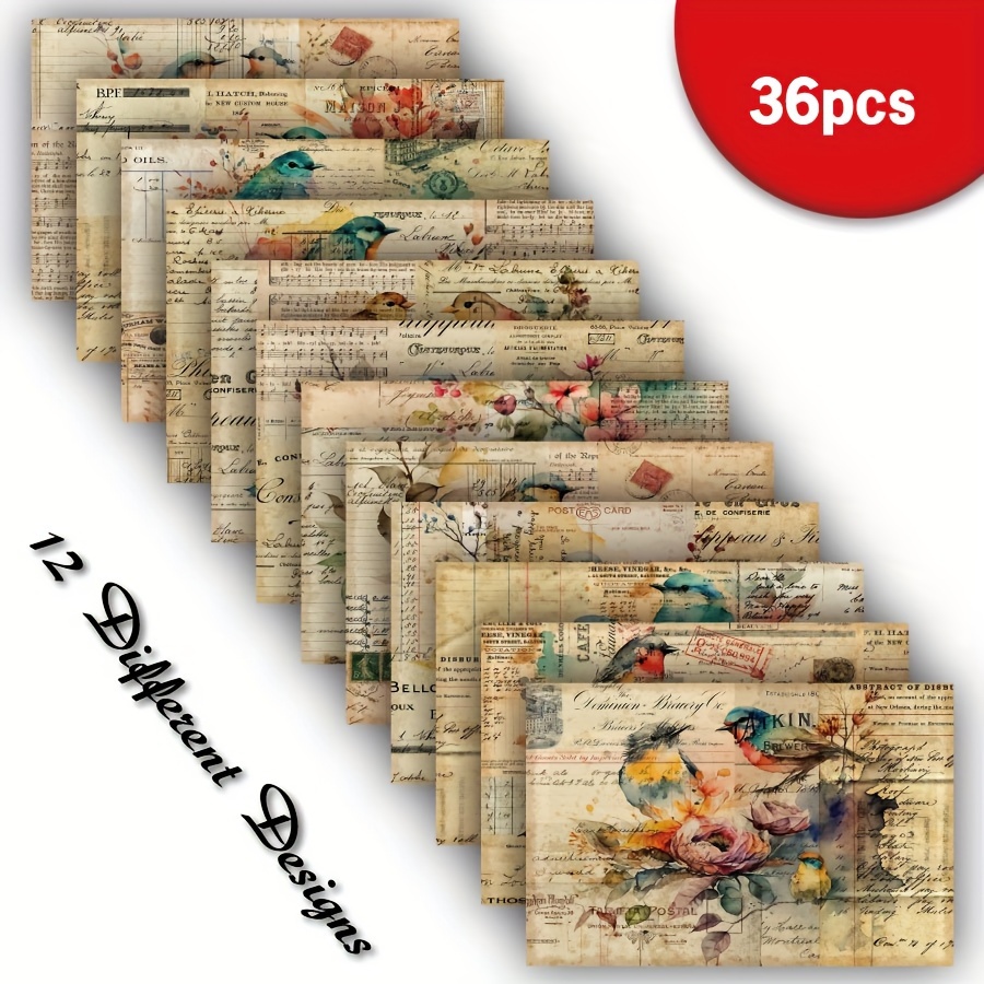 

36 Sheets A5 Vintage Bird Scrapbook Paper, Flower Scrapbooking Diy Paper, Floral Handmade Greeting Cards, Perfect For Packaging, Bullet Journals, Craft Supplies, Decoration