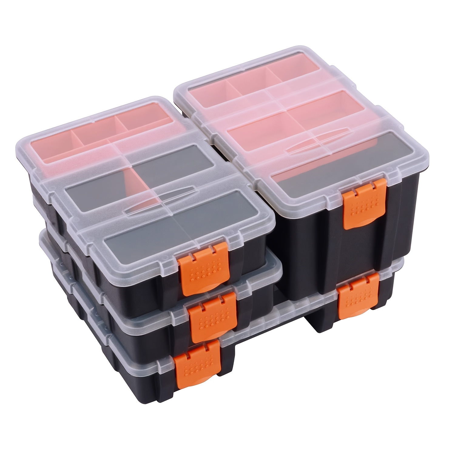 4pcs Hardware And Parts Organizers Toolbox, Compartment Small Parts Organizer, Versatile And Durable Storage Tool Box, Portable Parts Box Garage Multi-grid Tool Case Suitcase Screw Parts Organizers
