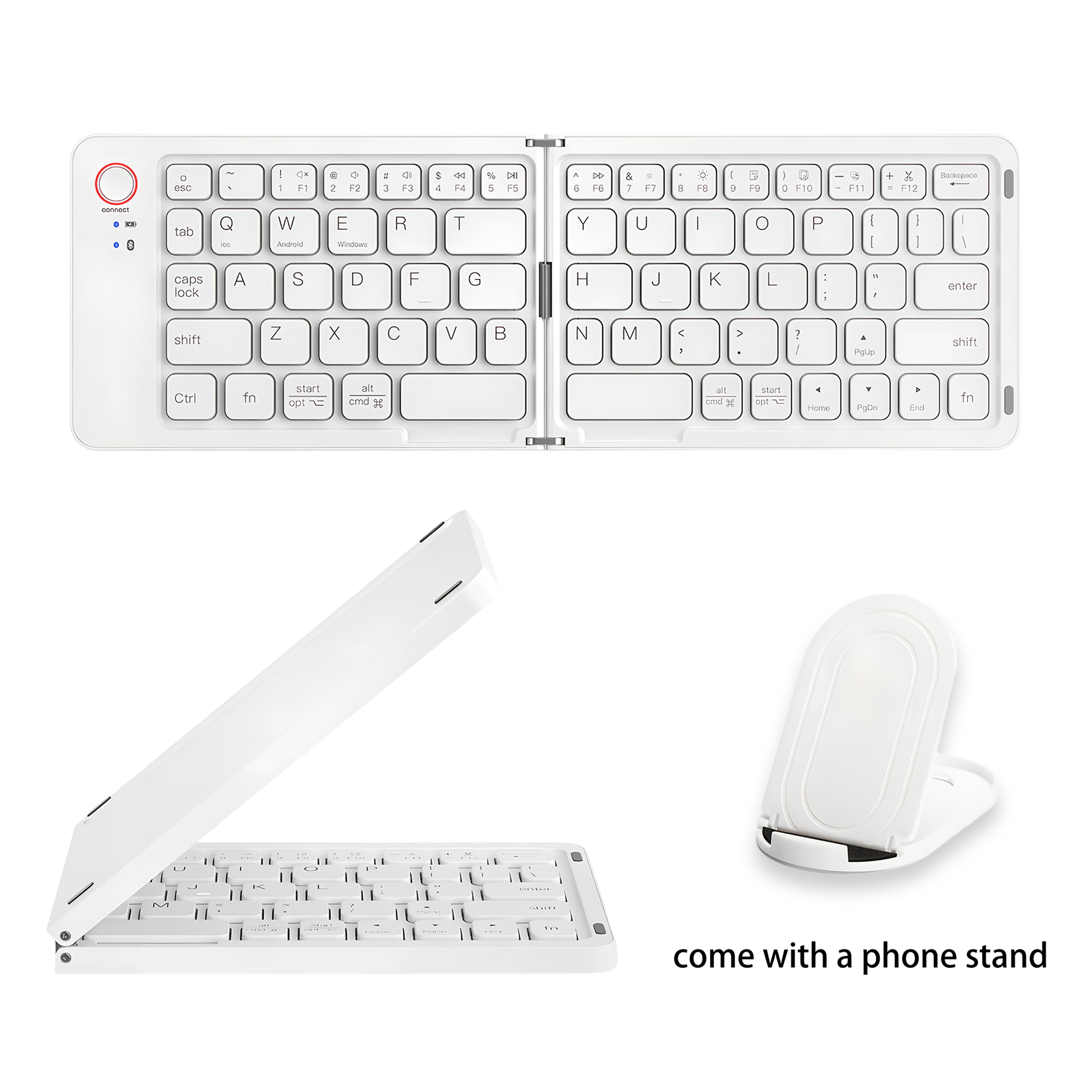 TEMU Foldable Wireless Keyboard, Portable Wireless Double-fold Design, Travel Bt Keyboard, Ultra-lightweight And Portable, Rechargeable Pocket-sized