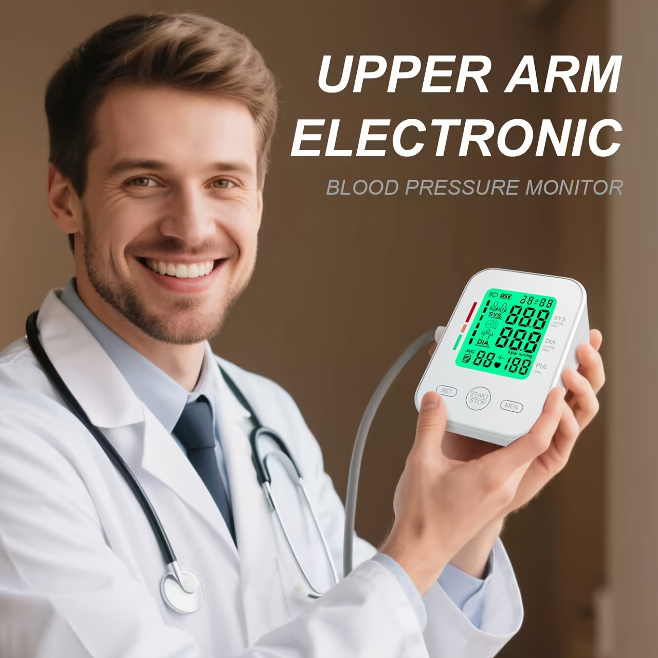 Fully Automatic Upper Arm Blood Pressure Monitor with Adjustable 22–42cm Cuff, Large LCD Display, 2 × 99 Memory, Heart Rate Monitoring, Positioning Guidance (Measuring Pose Reminder), 60‑Second Readings, Battery or USB Powered, Home Use & Elder Care - Image 7