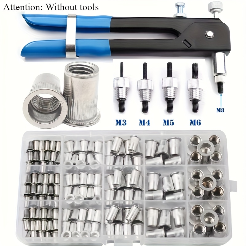 

165pcs Stainless Steel Nutserts Set, M3-m12, Polished , Thread Coverage, Right-hand Thread, Threaded Inserts For Sheet Metal & Furniture Repair