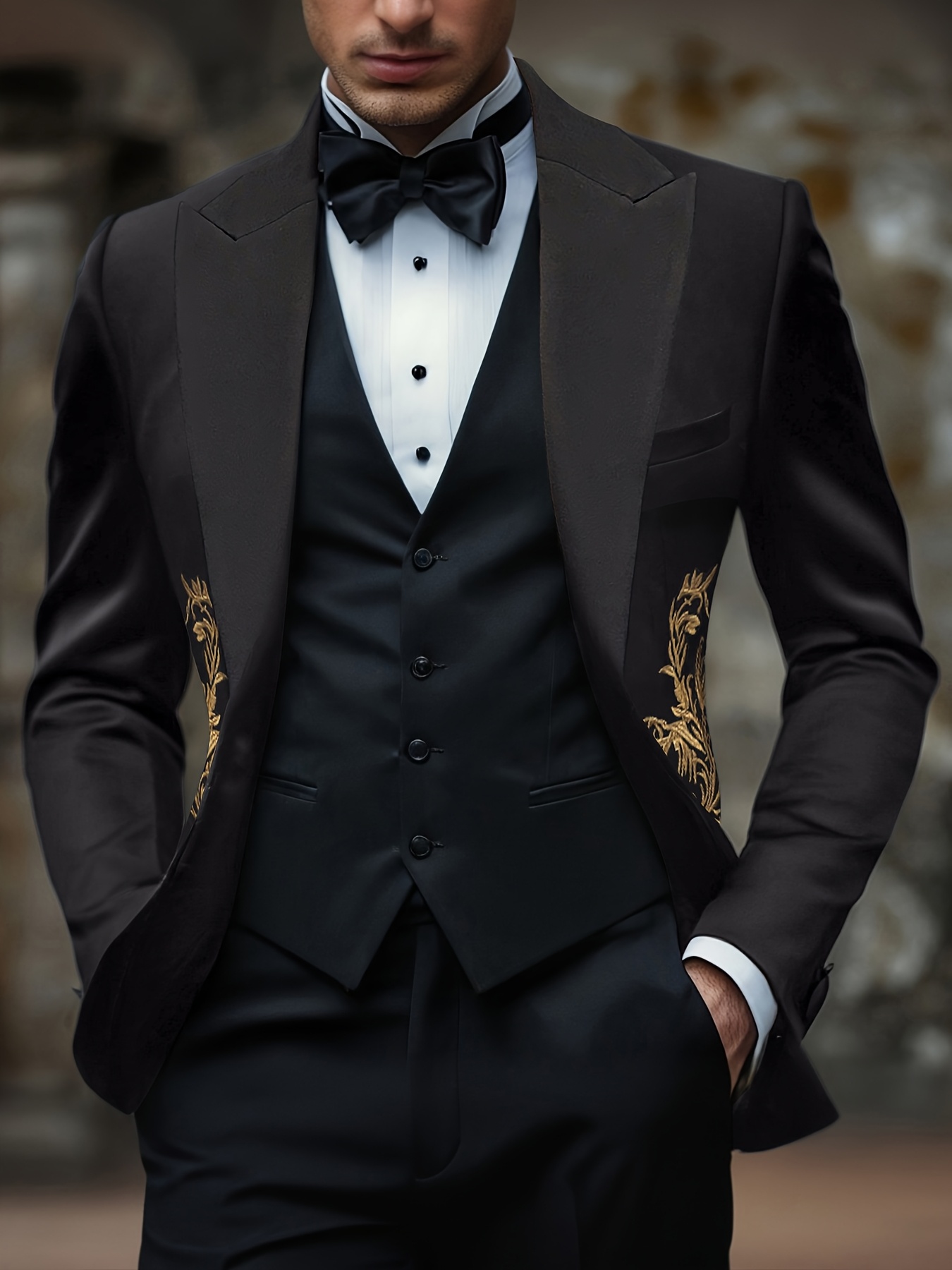 gold and black plus size formal dress Gothic Black and Gold Sequin Evening Gown with Draped Train main image 1
