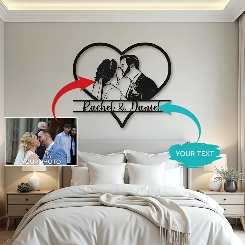 Customizable Heart-Shaped Metal Wall Sculpture - Personalized Love-Themed Art Decor for Bedroom, Ideal for Weddings, Valentine'S Day, Mother'S Day, Father'S Day, Thanksgiving, St. Patrick'S Day - Indoor Use, Metal Wall Art Decor