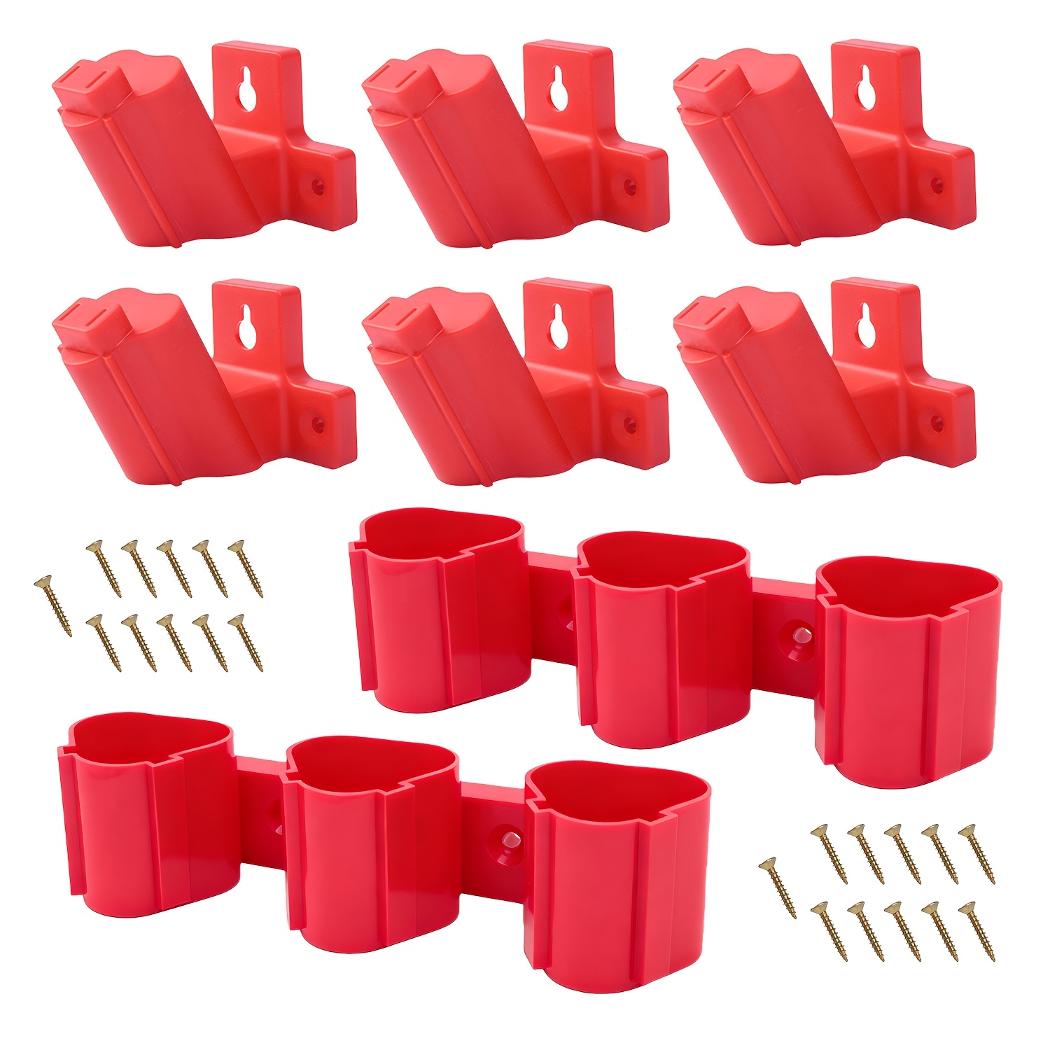 TEMU 2pcs 3-in-1 Battery Holder And 6pcs Tool Holder Set, Compatible With 12v Wall-mounted Plastic Hanger Battery Drill Storage Rack Toolbox, With 22
