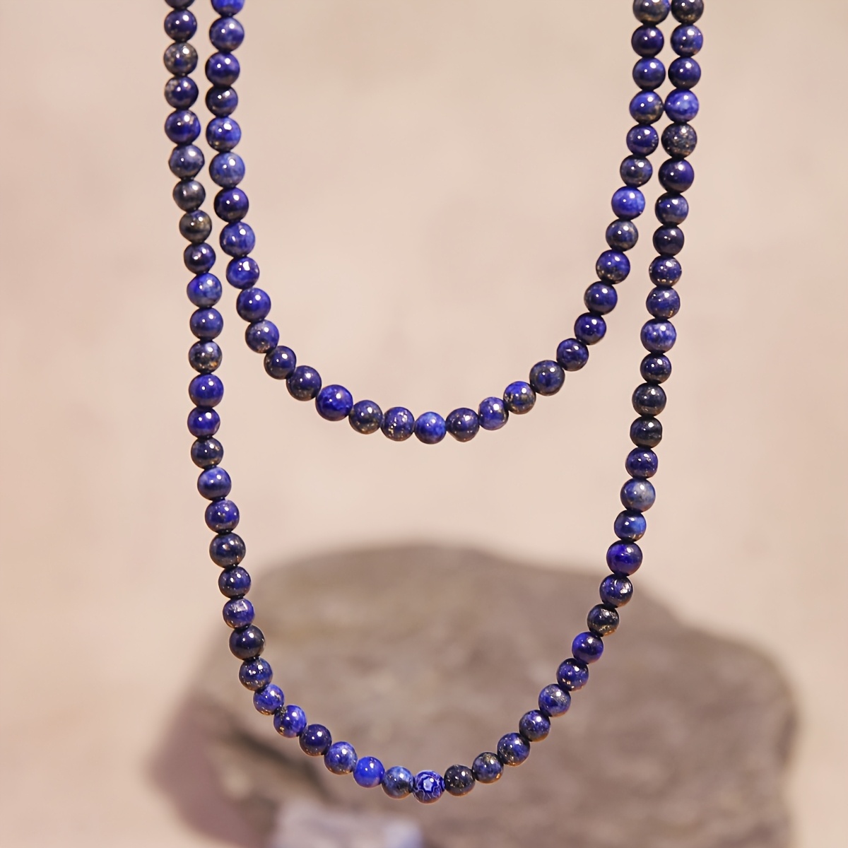 Natural Rhodonite Amethyst & Lapis Lazuli Long Necklace
