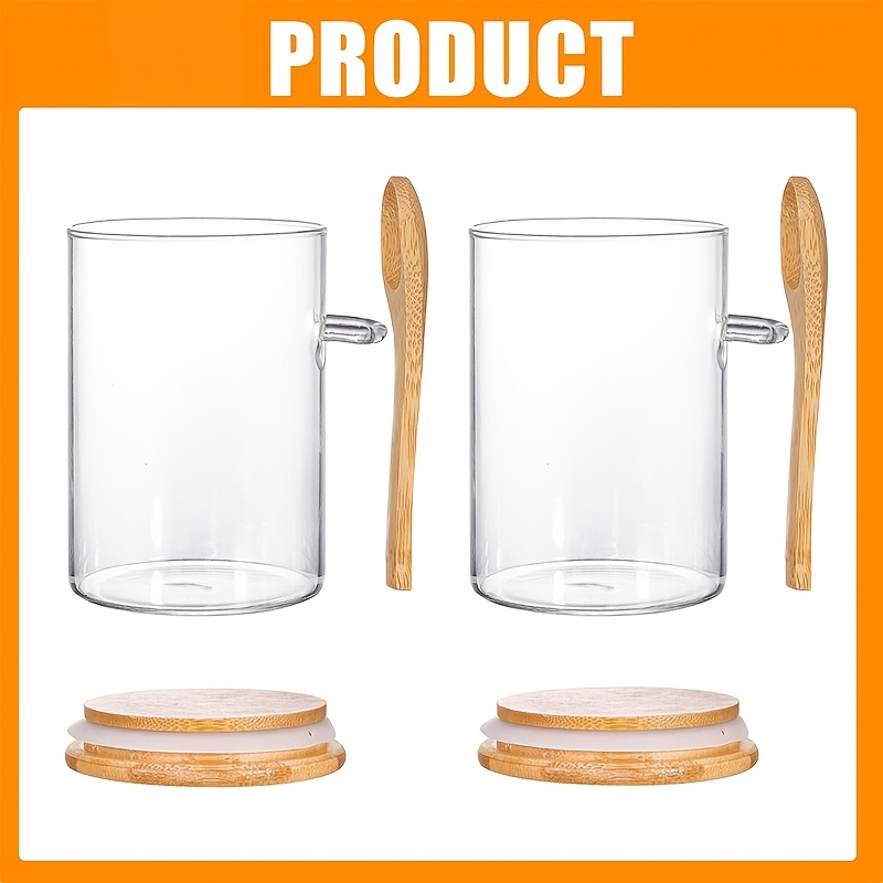 E-shop 6 Hochwertige Borosilikatglas-Dessertschalen (2 Deckel + 2 Schalen + 2 Löffel), Ideal für Overnight Oats, Joghurt, Snacks, Pudding, Kaffeebohnen