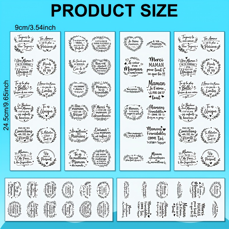 TEMU 6 pièces de de phrases adaptés aux manuels DIY - Phrases et maternité avec papier adapté pour étuis de téléphone, porte-clés de voiture,