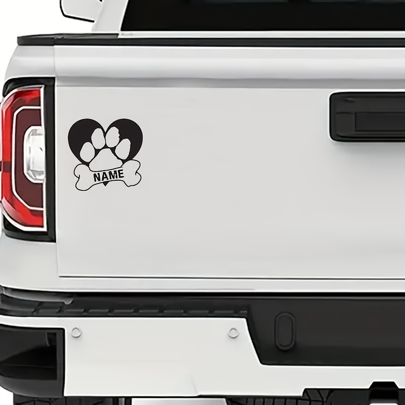 Personalized Dog Heart Vinyl Sticker - Custom Name & Color Options, Durable Decal for Car, Truck, and Pet Memorials, Dog Stickers, Window, Paw Bone