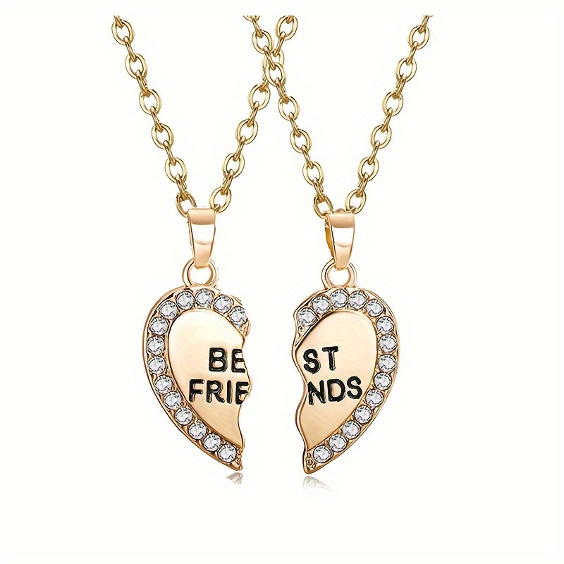 

2pcs Friends Pendant Necklace, Friendship Necklace, Women's Alloy Heart Necklace Set, European And American Personality Good Friend Collar Chain